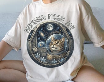 Moon Cat Sweatshirt, Space Cat Hoodie, Cozy Astronaut Cat Sweatshirt, Cute Galaxy Cat Hoodie, Cat Lover Gift