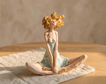 Abstract Female Figurine | Modern Rustic Ceramic Woman Sculpture | Divine Feminine Shelf Decor | Body Positive Mindful Living Gift