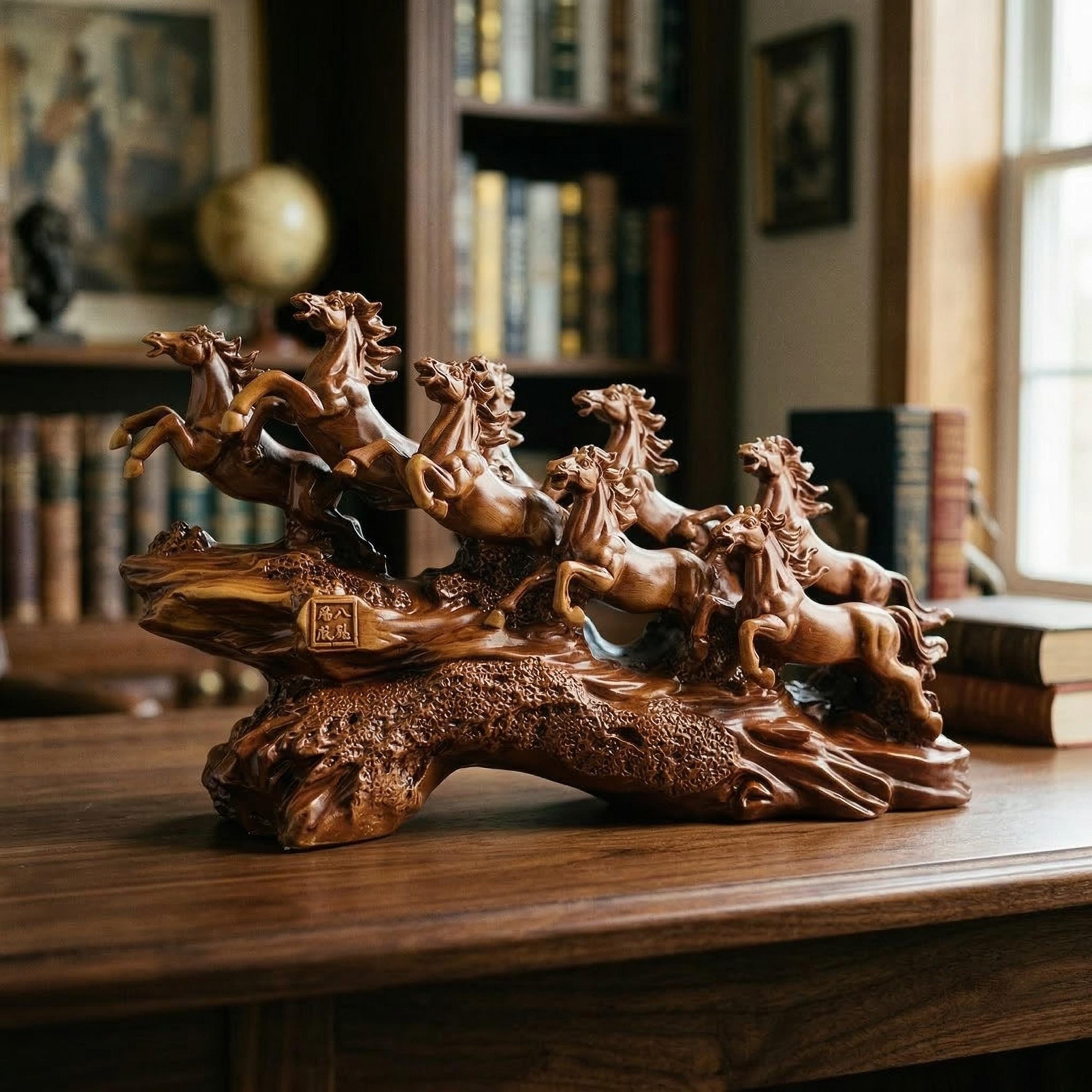 Cheval métal cabré avec sa rosace - Décoration