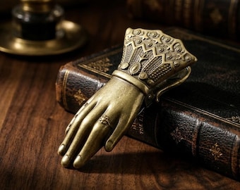 Pinza de mano de latón antiguo, pisapapeles de estilo academia oscura para escritorio, sujetapáginas de diario vintage