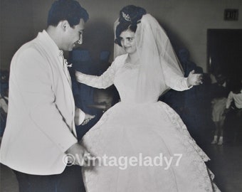 Vintage Photo 1966 Wedding Reception Bride With Tall Tiara Hair Dancing With the Groom Archive Of PHOTOGRAPHER One Of A Kind 8X10