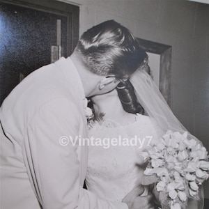 Vintage Photo 1966 Bride And Groom Kissing Wedding ARCHIVE Of PHOTOGRAPHER One Of A Kind 8X10