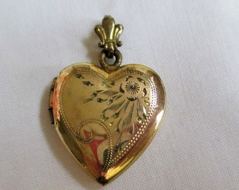 Vintage Locket Sweetheart 12K GF Locket Pendant Flower Etched Romantic Vintage Jewelry By Vintagelady7