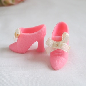 Barbie Shoes Vintage Pink Design Heels With Ribbon Bow (Doll not included)