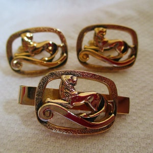 Vintage Cufflinks Set Swank Sphinx Cufflinks And Tie Clip Rare Set Suit Wear Formal Wear Shirt Accessory