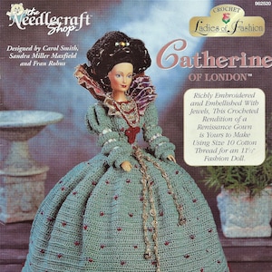 Vintage Häkelanleitung Catherine of London Ladies of Fashion Serie Renaissance Stil Kleid Passt 11 1/2″Puppe Sofortiger digitaler Download