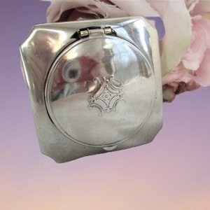 Vintage Compact Silver Loose Powder Compact Silver Tone Antique Compact Art Deco Vanity