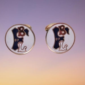 Brotherhood Of Locomotive Engineers Enamel Cufflinks RARE Antique Bean Back Cufflinks Rare Cuff Links Set Men&#39;s Accessories