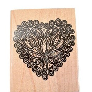 Lace Heart Rubber Stamp Up Wooden Rubber Stamp Decorative Stamping, Card Making, Scrapbooking Paper Crafts, Clay