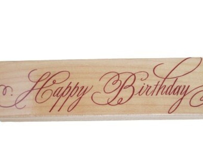 Hero Arts Happy Birthday Rubber Stamp 1998 H1358 Elegant Script ...