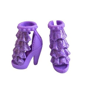 Barbie Shoes Mattel Barbie Doll Fashionistas Shoes Purple Fashionista Glitter Ruffle Platform High Heels Open Toe Shoes
