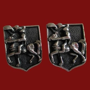 Vintage Swank Designer Collection Silver Enamel Knight on Horse Large  Dimensional Cufflinks Cuff Links