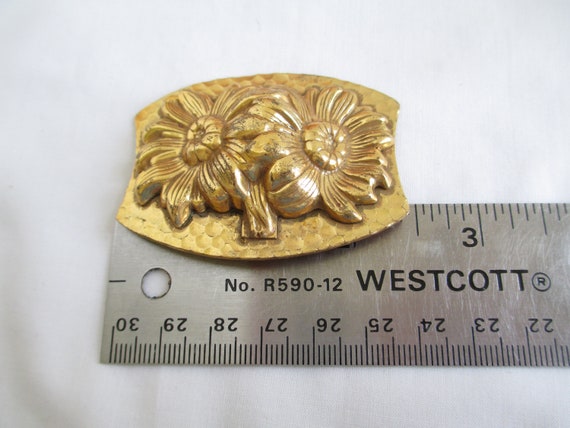 Antique Victorian Sash Pin Flowers Brass Brooch/P… - image 4