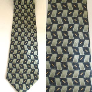 Vintage Necktie Barrington Tie Pure Silk Geometric Square pattern Necktie  Men&#39;s Retro Necktie Mens Neck Tie Professional Stylish