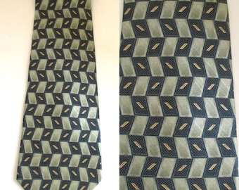 Vintage Necktie Barrington Tie Pure Silk Geometric Square pattern Necktie  Men's Retro Necktie Mens Neck Tie Professional Stylish