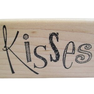 Kisses Script Inkadinkado Wood Mounted Rubber Stamp Wood Mount Rubber Stamp NOS Decorative Card Making, Paper Crafts