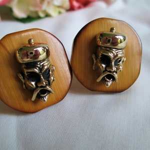 Vintage Swank Original Bamboo Oriental Man Fu Manchu Cufflinks For Him, For Dad, Hipster Cuff Links