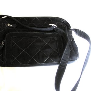 Vera Bradley Black Quilted 2 Front Zip Pockets Main Pocket is Zip Crossbody Purse Bag