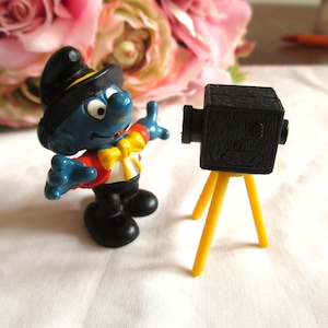 Smurfs 40217 Vtg Schleich Photographer Super Smurf Camera Figure Cameraman