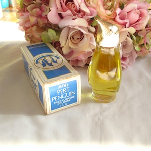 Avon Pert Penguin Decanter with Field of Flowers Cologne Adorable Collectible 1970&#39;s Vintage Avon Bottle