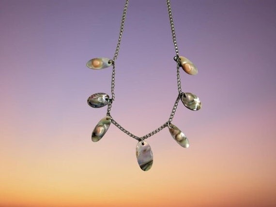 Blister Pearl Necklace 7 Blister Pearls Dangle Ne… - image 1