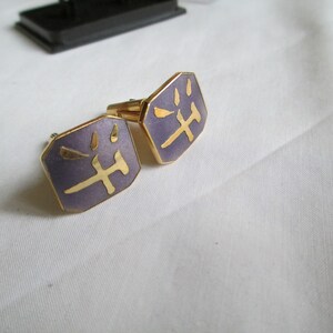 Vintage Cufflinks  Enamel Oriental Symbol Cufflinks For Him, For Dad, Hipster Cuff Links Men&#39;s Accessories Gift