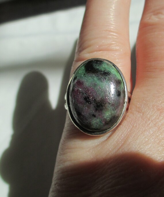 Vintage Ring Sterling Silver Ring Ruby Zoisite Na… - image 5