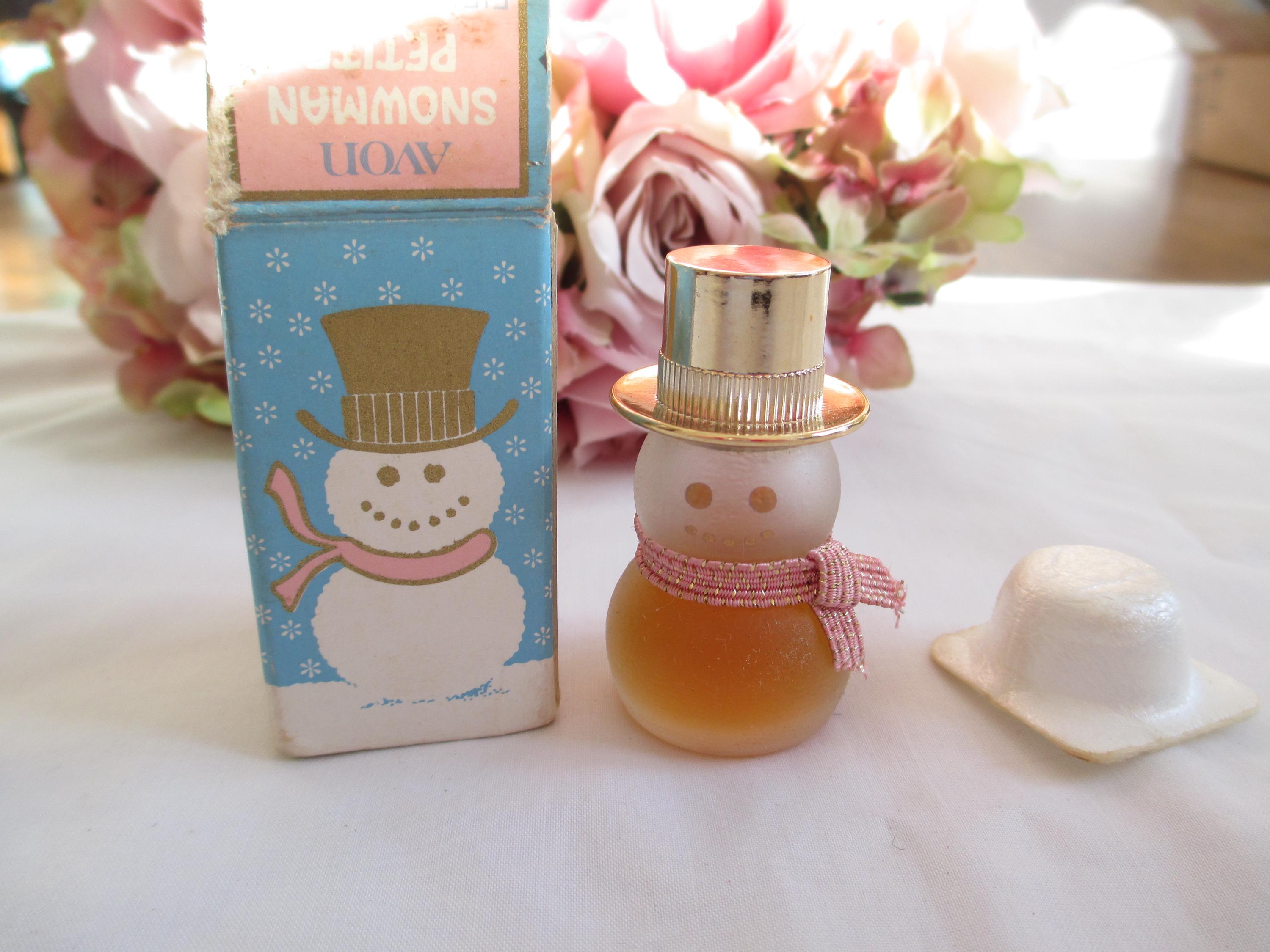 Avon Vintage Avon Petite Snowman Frosted Glass Field of Flowers