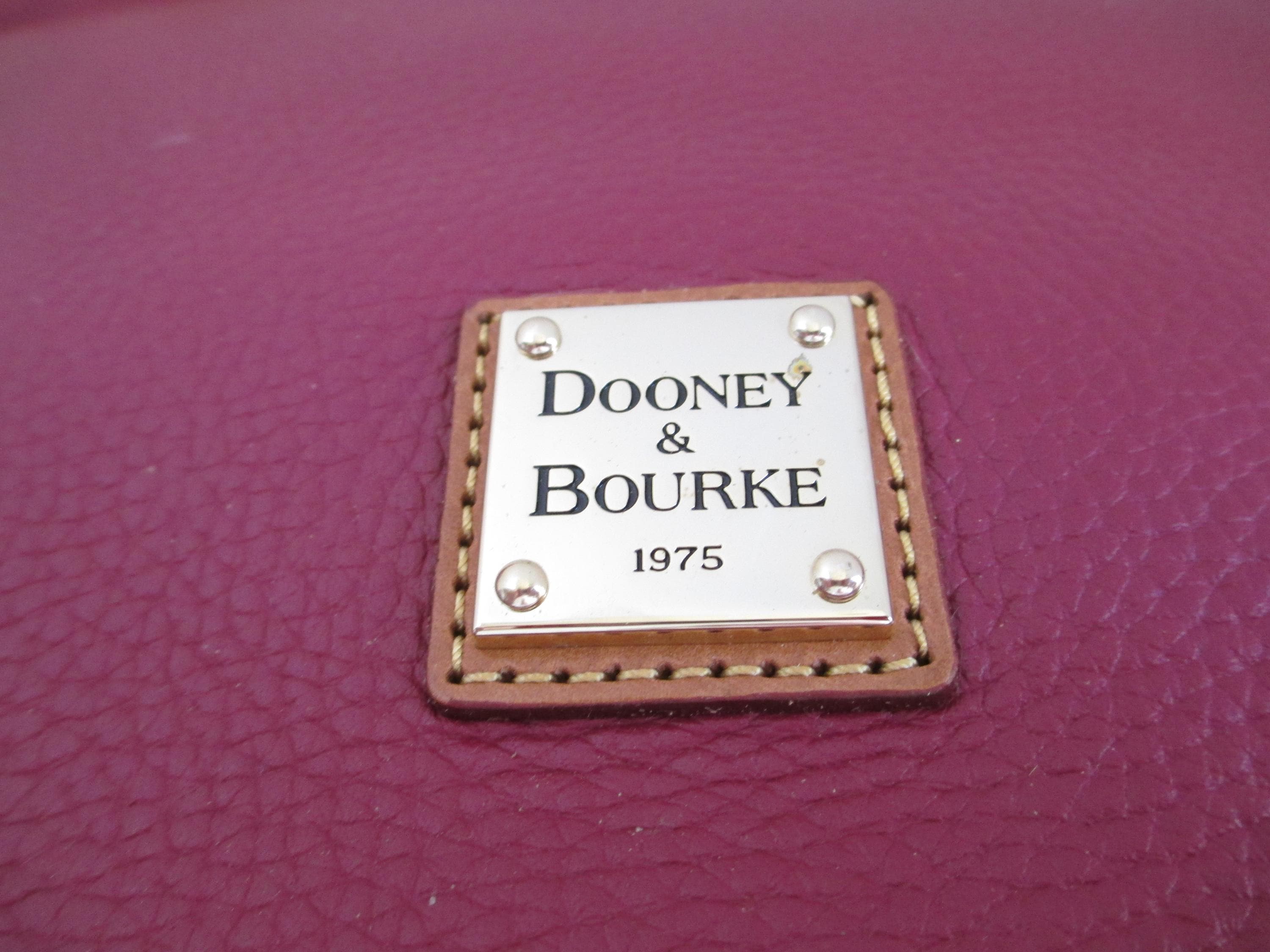 Dooney & Bourke Burgundy and Tan Pebbled Leather Hobo Bag