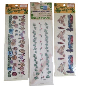 Lote de 3 transferencias para frotar Primeras impresiones Transferencias para frotar Nuevas manualidades Provo Scrapbooking NIP Transferencia para frotar Decoupage y manualidades