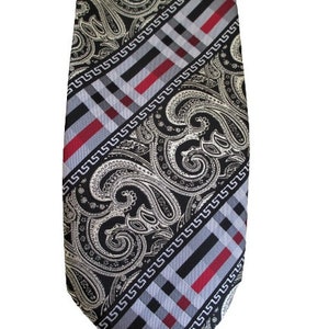 Fratello Tie Necktie Stunning Black, Red and Silver Paisley Tie Vintage Mens Necktie Professional Stylish Man