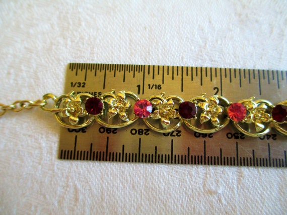 Vintage Coro Ruby Red & Pink Rhinestones With Gol… - image 7