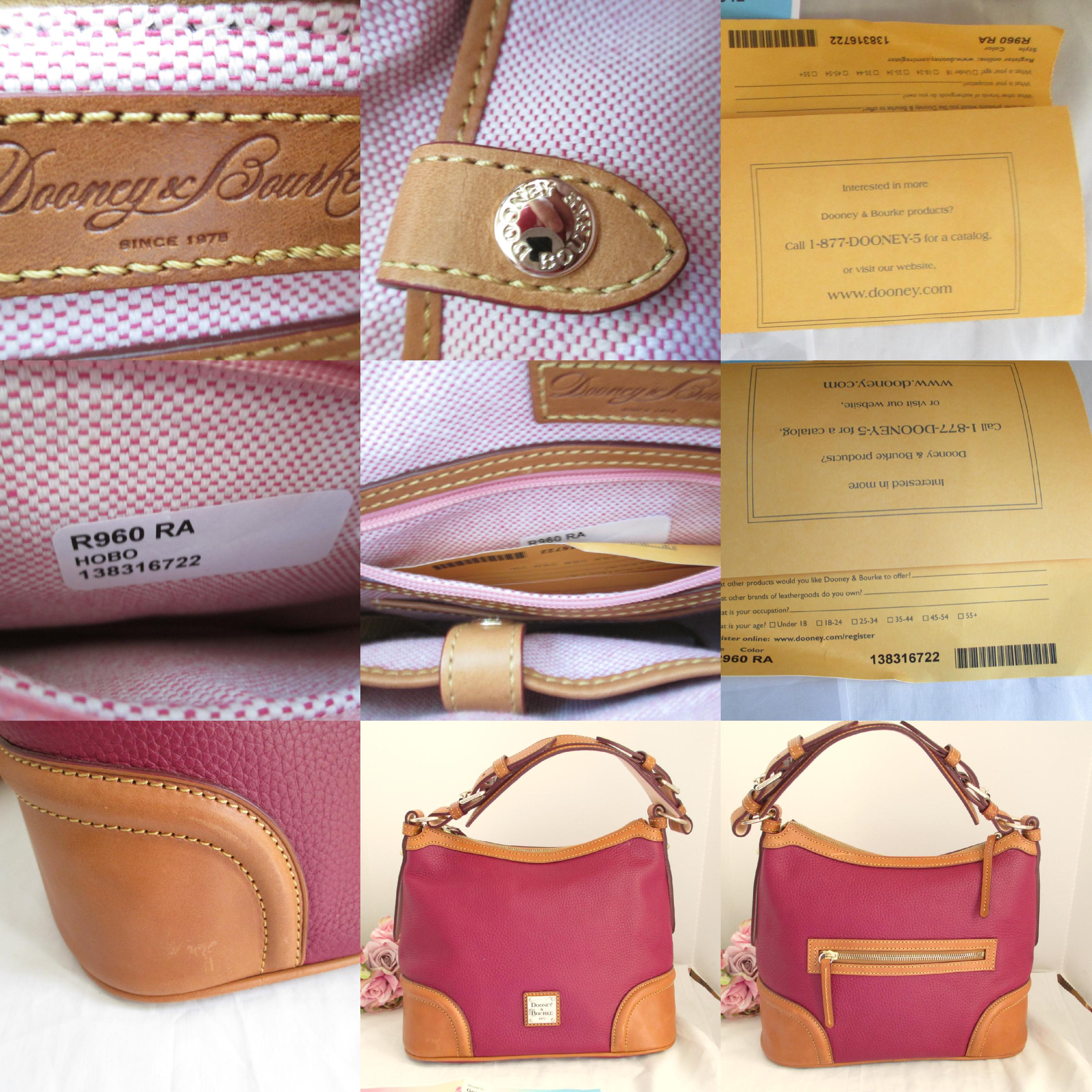 Dooney & Bourke Burgundy and Tan Pebbled Leather Hobo Bag