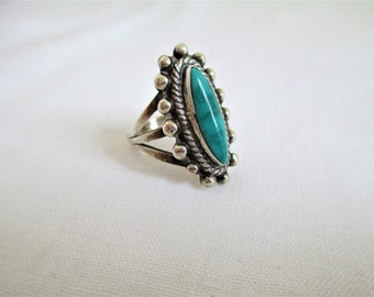 ヴィンテージ ナバホ スターリング シルバー ターコイズ 楕円形リング