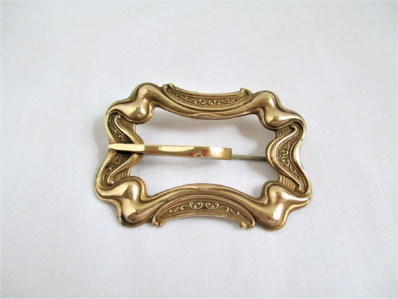 Antique Victorian Brass Sash Buckle Pin Beautiful… - image 1