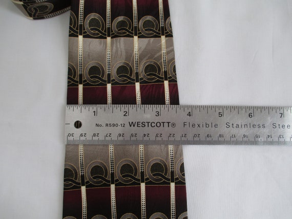 Mens Ties Mosaic Silk Burgundy, Gold And Silver M… - image 6