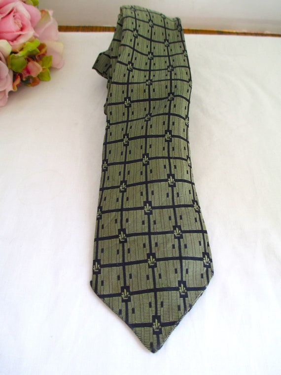 Vintage Necktie 1920's Green And Blue Lafleur Del… - image 2