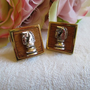 Vintage Cufflinks Knight Horse Head Gold & Silver Tone Cufflinks Men&#39;s Jewelry Formal For Him Hipster Vintage Cufflinks By Vintagelady7