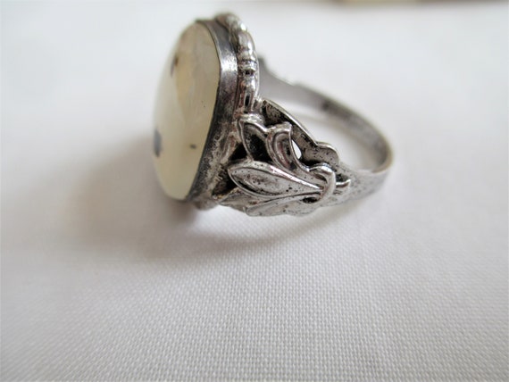 Antique Ring Victorian Sterling Silver Moss Dendr… - image 5