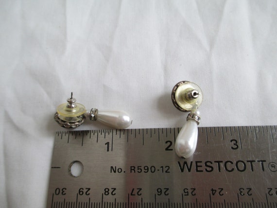 Vintage Earrings Beautiful Faux Pearl Rhinestone … - image 5