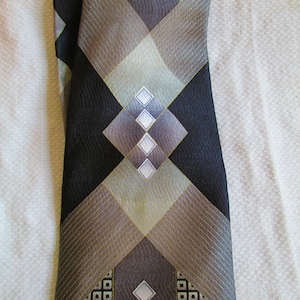 Adolfo Tie Striking Black, Grey, White, Gold Geometric Necktie Stunning! Mens Neck Tie Cravate Professionl Necktie Stylish Couture Tie