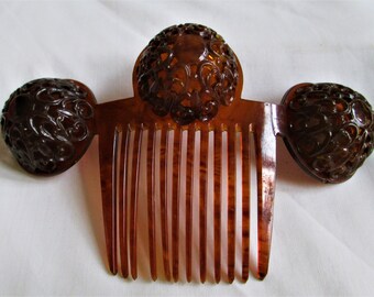 Vintage Hair Comb , Golden Jeweled Top, Victorian Style  display picture 1