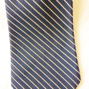 Vintage Tie Necktie Blue & White STRIPE Oxford  Necktie