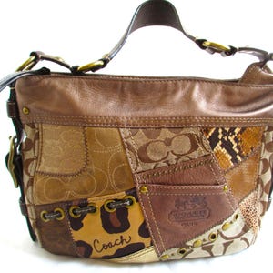 Coach Zoe Tonal Patchwork Handbag Med Brown/bronze 12901 Handbag