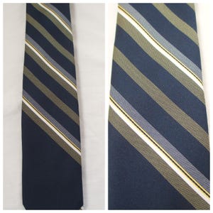 Vintage Necktie Adams Row Blue With Stripes Design Tie Necktie Mens Neck Tie Professional