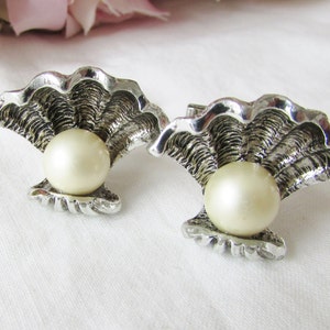 Vintage Manschettenknöpfe Muschel Perle Meerjungfrau Geschenk Nautische Ozean Silber Herren Muschel Neuheit Geschenk Manschettenknöpfe Manschettenknöpfe Von Vintaglady7