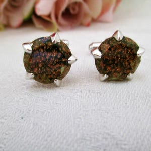 Gemelos vintage de plata Hickok con piedra dorada, estilo confeti, de lucita termoendurecida, ideales para él, papá y para hipsters.