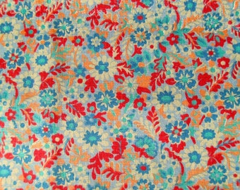 Tessuto Di Cotone Floreale Vintage Blu Multi Polka – 100% Cotone – Larghezza 112 Cm – The Meter