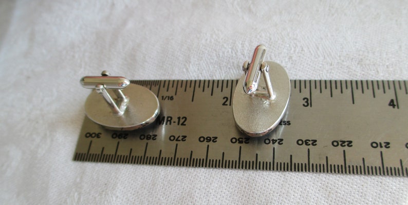 Vintage Swank Silver With Blue Lucite Cufflinks Hipster Cuff Links