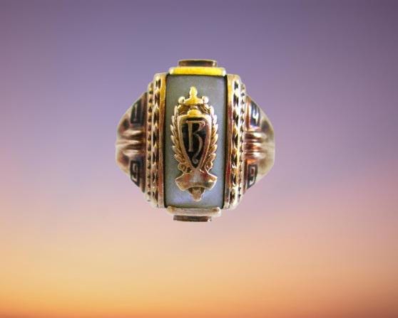 Vintage Jostens 10k Mother of Pearl 1949 Class Ring 10K Yellow
